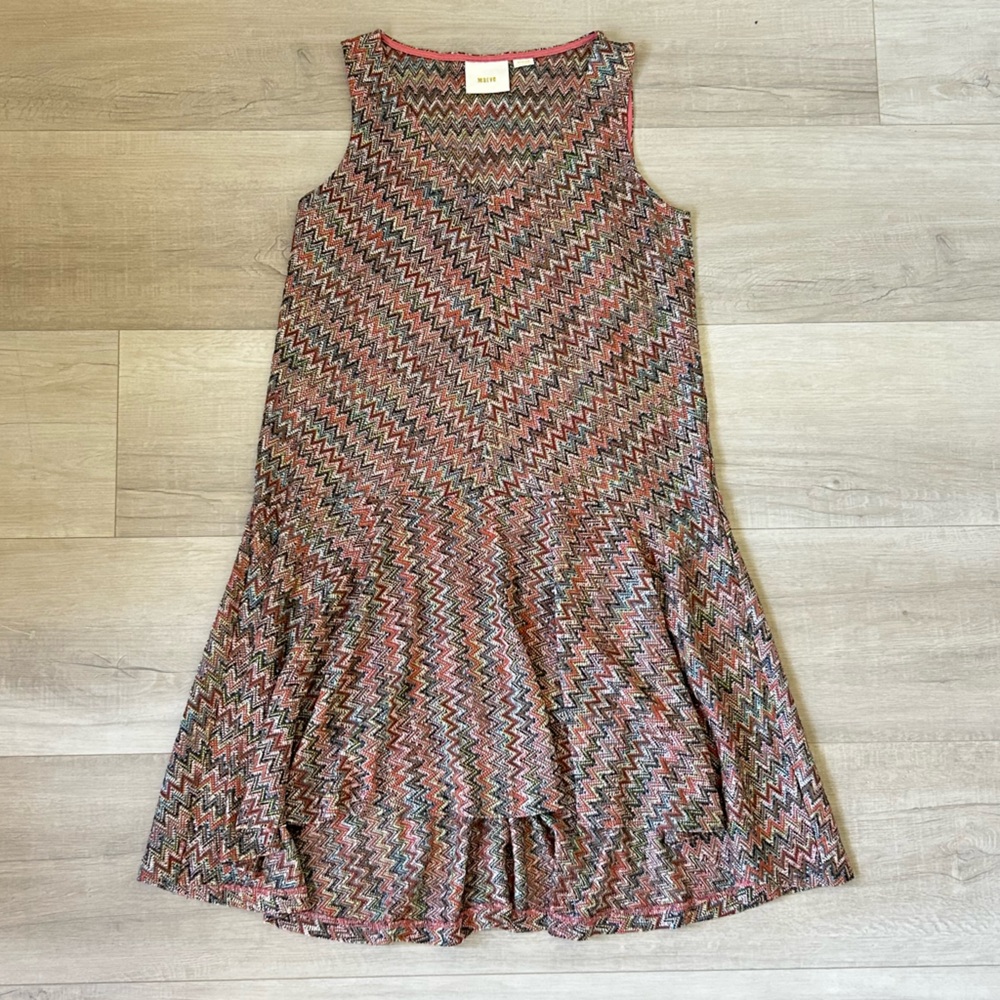 Anthropologie Maeve Westwater Multicolor Zigzag Chevron Sleeveless Dress
